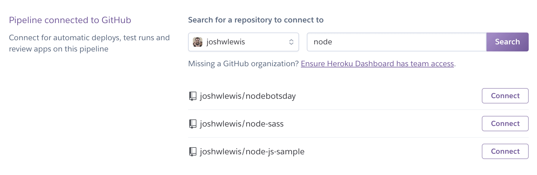 Connect pipeline to GitHub repository