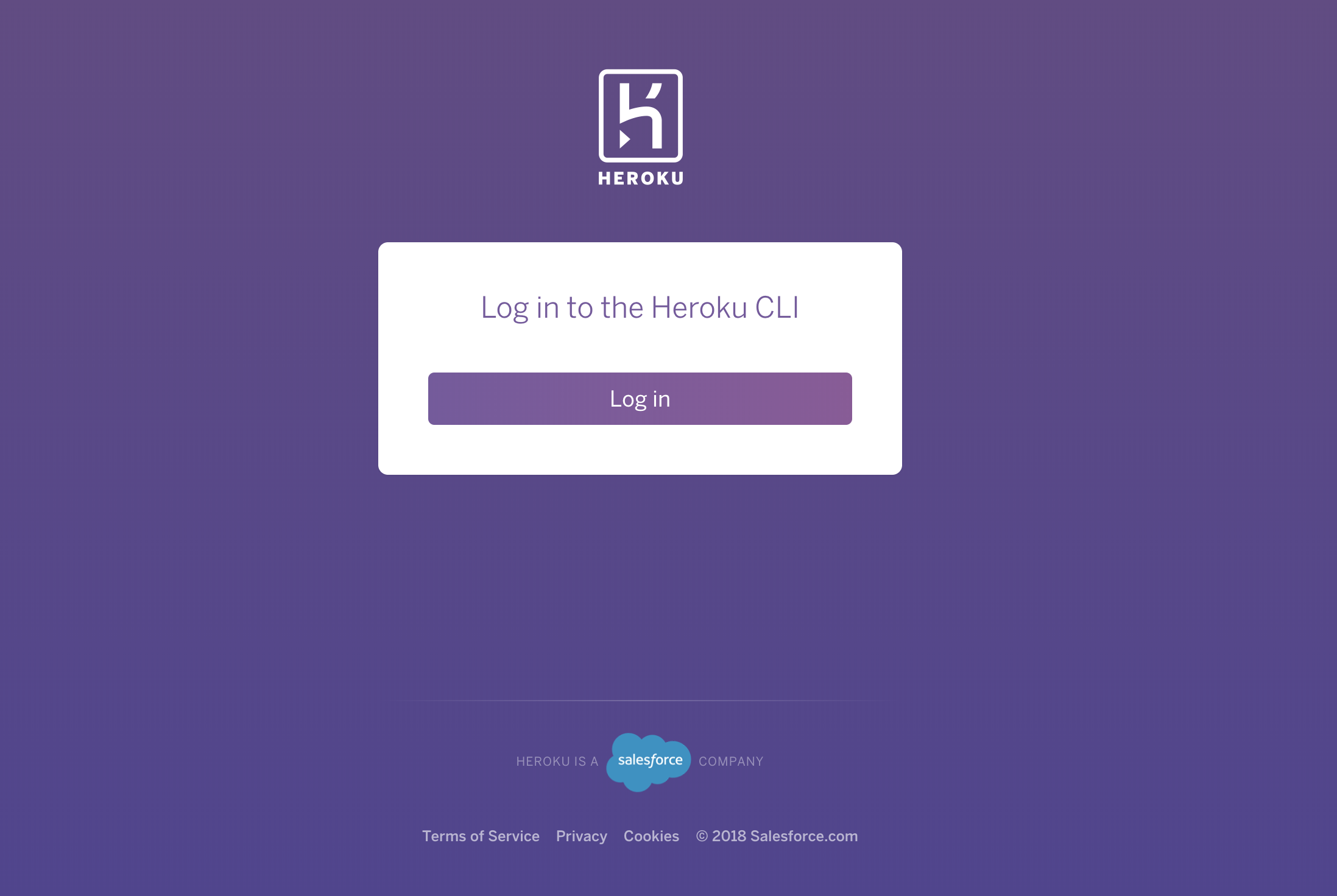 heroku login コマンドを実行すると Web ブラウザが起動して Heroku アカウントのログインページが開き、SSO ログインを選択できる。