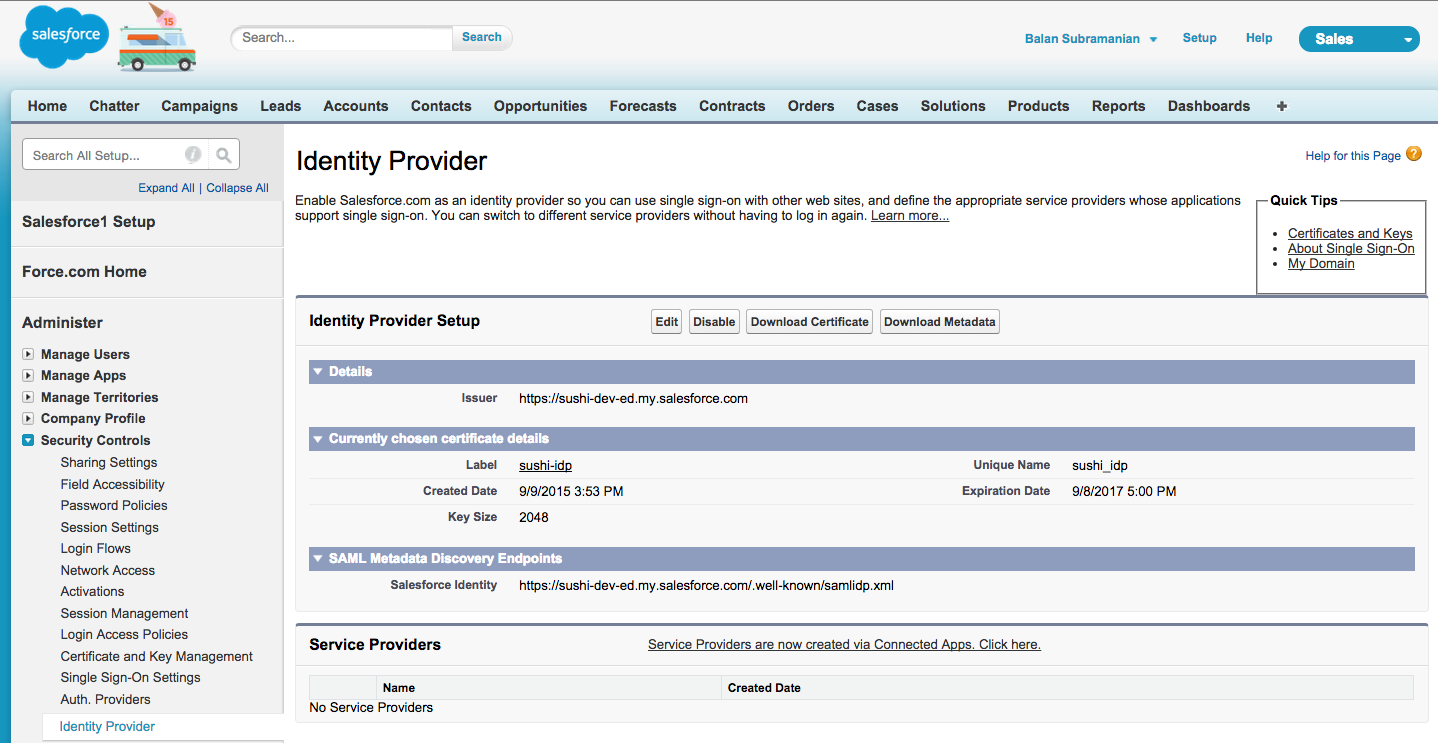 Salesforce Identity Provider Setup