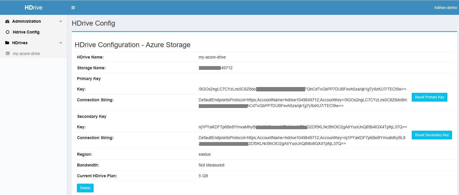 Azure HDrive Config