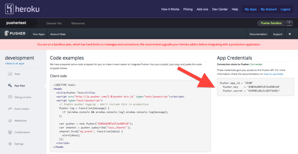 Channels application credentials